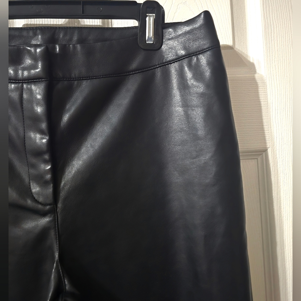Bagatelle Faux Leather Cropped Wide Leg Trousers in Black, High Waist, EUC! - Picture 5 of 11